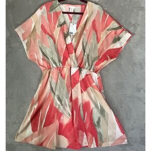 H&M Wrap Style Mini Dress Surplice V-Neck Kimono Dolman Short Sleeves XL NWT